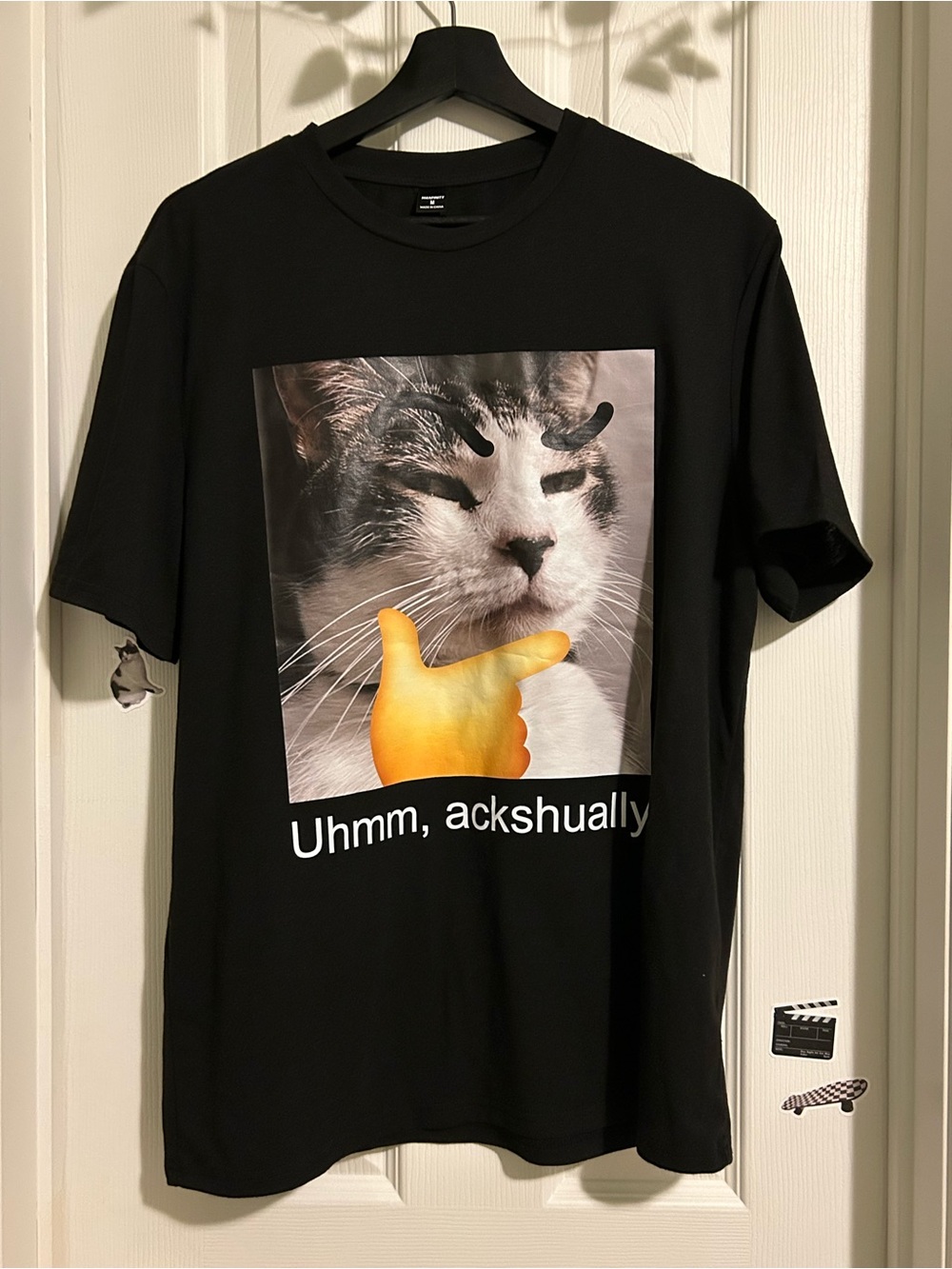 MEME Black Cat Graphic T-Shirt - "Uhmm, ackshually"